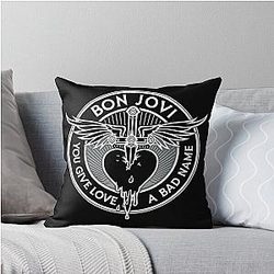 Red Give Love a Bad Name Bon Jovi Throw Pillow