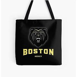 Boston Bruins Over Print Tote Bag