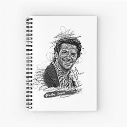 Bradley Cooper Sketch Art, Bradley Cooper Fan Art Spiral Notebook