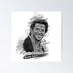 Bradley Cooper Abstract Sketch Art. Bradley Cooper Fan Art Poster