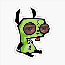 Invader Zim Girl Sitting with Brendan Fraser Crying Eyes Sticker