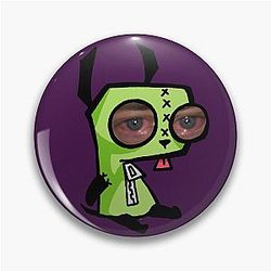 Invader Zim and Gir sitting with Brendan Fraser