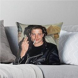 Rude Friendly Brendan Fraser Throw Pillow