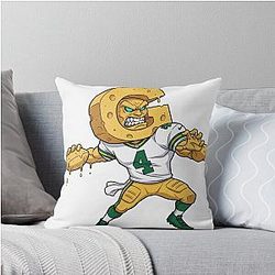 Green Bay Packers QB Brett Favre Furious NFL Art Throw Pillow