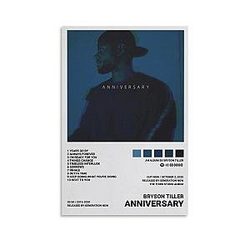 Bryson Tiller Posters Anniversary Album Cover Canvas Poster Print Music Posters for Room Unframed 12x18inch