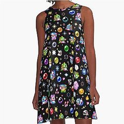 Bubble Bobble Black A-Line Dress
