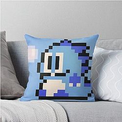 Pixel Bubble Bobble Blue Throw Pillow