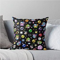 Bubble Bobble Black Throw Pillow