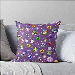 Bubble Bobble Purple Throw Pillow