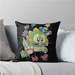 Bubble Bobble Vintage Action Throw Pillow
