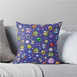 Bubble Bobble Blue Throw Pillow