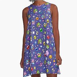 Bubble Bobble Blue A-Line Dress