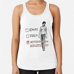 Sebastian Stan Mentally Dating Bucky Barnes Racerback Tank Top