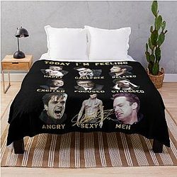 Sebastian Stan - Funny Feelings - Bucky Barnes Gold Edition Throw Blanket