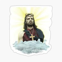 Sebastian Stan as Jesus - Bucky Barnes Sticker should be given a clean up but, the title was very clean.