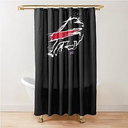 Buffalo Bills Logo Brush Splash Fan Art Design Shower Curtain
