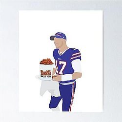 Josh Allen, Buffalo Bills, Duff's Chicken Wings Sticker Poster
