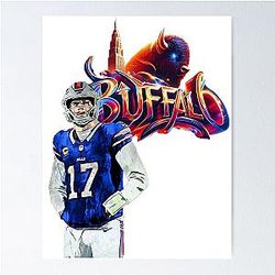 Buffalo Bills Baseball 17: City Skyline and Buffalo Pride Art Poster