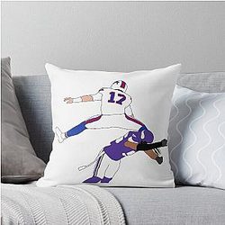 Buffalo Bills Josh Allen Hurdle Throw Pillow
