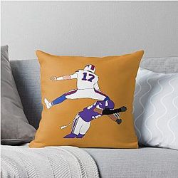 Buffalo Bills Josh Allen Hurdle Throw Pillow