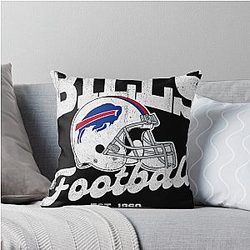 Buffalo Bills Football Retro Helmet Vintage Gift For Fans Throw Pillow Custom Decor