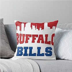 Buffalo Bills City Skyline Team Football Throw Pillow