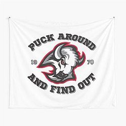 Puck Around and Find Out Buffalo Sabres Alternate Logo Tapestry
