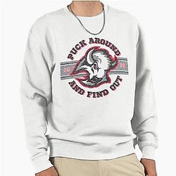 Puck Around Buffalo Sabres Hockey Goathead Distressed Look Pullover Sweatshirt