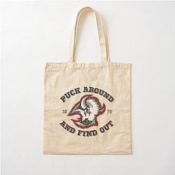 Puck Around Buffalo Sabres Hockey Distressed Cotton Tote Bag