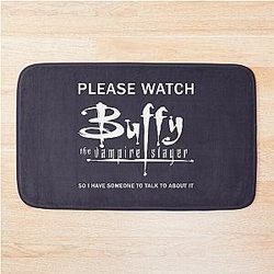 Active Successful Businessman Director Makes Many Efforts to Watch Buffy The Vampire Slayer on a Bath Mat