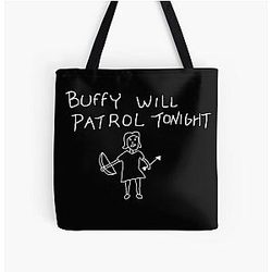Buffy will patrol tonight on Black Tote Bag