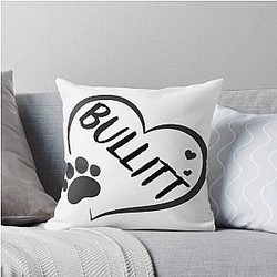 Bullitt Name in a Heart with a Paw Great Gift for Dog Owners Throw Pillow