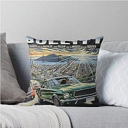 Bullitt Featuring Steve McQueen Movie Poster Art Throw Pillow