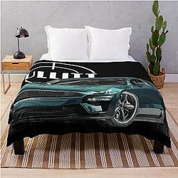 Bullitt Mustang GT 5.0L V8 Classic Steve McQueen Muscle Car Throw Blanket