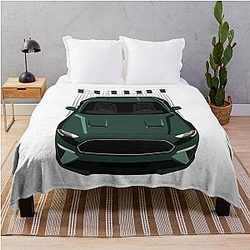 Mustang Bullitt Green Throw Blanket