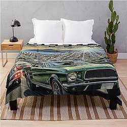 Bullitt Featuring Steve McQueen Reimagined Movie Poster Art Throw Blanket