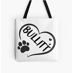 Bullitt Name in a Heart with a Paw, Great Gift for Dog or Cat Owner All Over Print Tote Bag