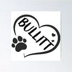 Bullitt name in a heart with a paw Great gift for dog or cat owners Poster