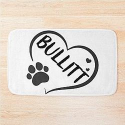 Bullitt Name in a Heart with a Paw, Great Gift for Dog Owners Bath Mat