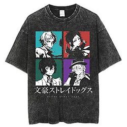 Vintage Anime Bungo Stray Dogs Osamu Dazai Crew Neck Short Sleeve Tee