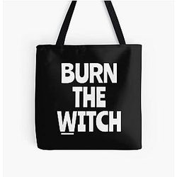 Burn The Witch Text Over Print Tote Bag