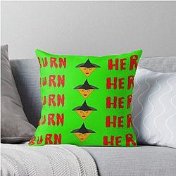 Burn the Witch Print Throw Pillow