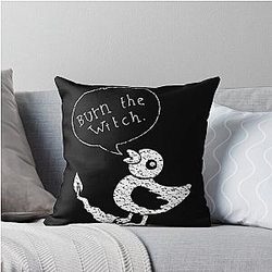 Burn the Witch White Throw Pillow