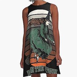 Burn the Witch Halloween A-Line Dress in Green and Sunset