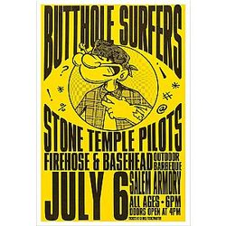 Butthole Surfers and Stone Temple Pilots Concert Poster print delovelyArts 16"x20"