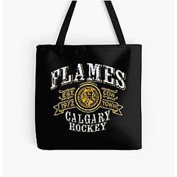 Art Calgary Flames All Over Print Tote Bag