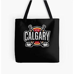 Art Calgary Flames All Over Print Tote Bag