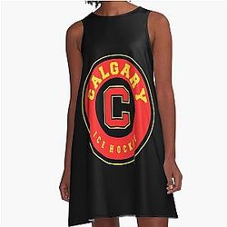 Art Calgary Flames A Line Dress