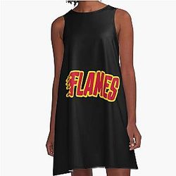 Art Calgary Flames A Line Dress
