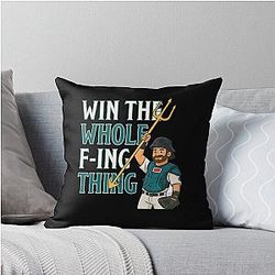 Win the Whole Thing - Seattle Baseball Cal Raleigh Throw Pillow